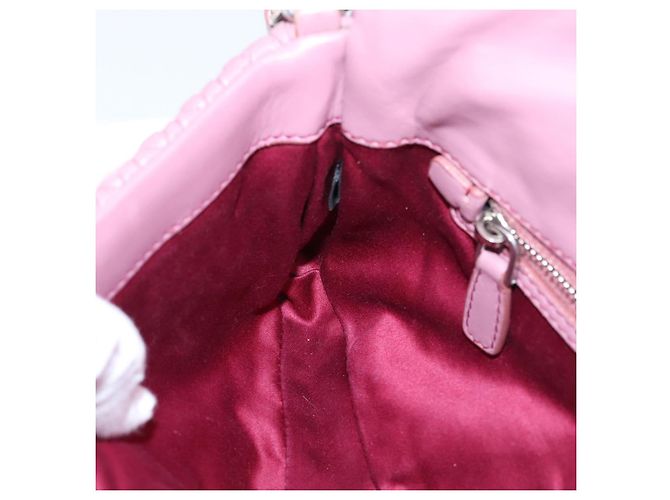Borsa a tracolla Miu Miu Matelassé con catena in pelle 2way Rosa Argento Auth 206370A - vista 26