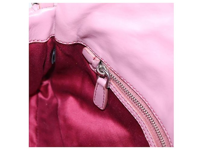 Borsa a tracolla Miu Miu Matelassé con catena in pelle 2way Rosa Argento Auth 206370A - vista 27