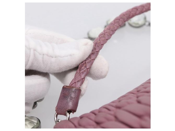 Borsa a tracolla Miu Miu Matelassé con catena in pelle 2way Rosa Argento Auth 206370A - vista 9