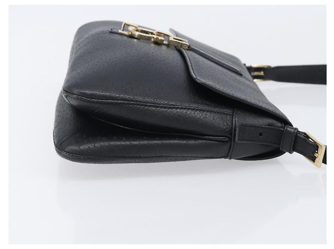 Borsa a tracolla Salvatore Ferragamo Gancini in pelle nera e oro Auth 199594 Nero D'oro - vista 3