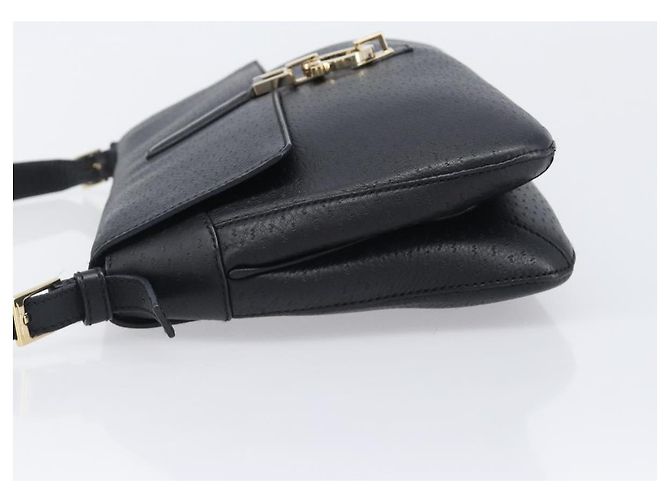 Borsa a tracolla Salvatore Ferragamo Gancini in pelle nera e oro Auth 199594 Nero D'oro - vista 4