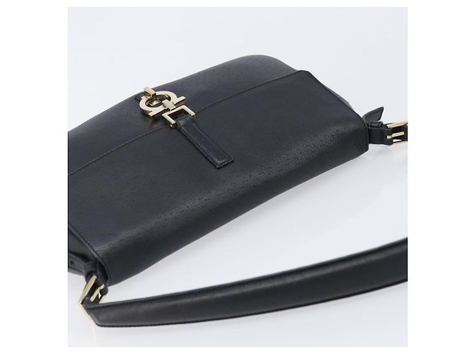 Borsa a tracolla Salvatore Ferragamo Gancini in pelle nera e oro Auth 199594 Nero D'oro - vista 6