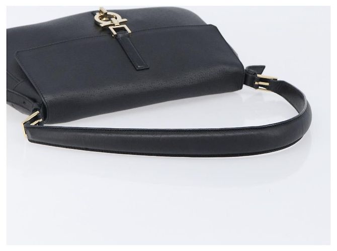 Borsa a tracolla Salvatore Ferragamo Gancini in pelle nera e oro Auth 199594 Nero D'oro - vista 7