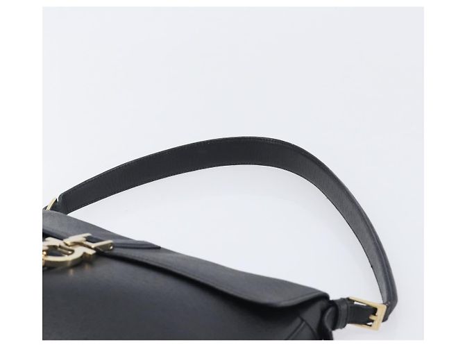 Borsa a tracolla Salvatore Ferragamo Gancini in pelle nera e oro Auth 199594 Nero D'oro - vista 8