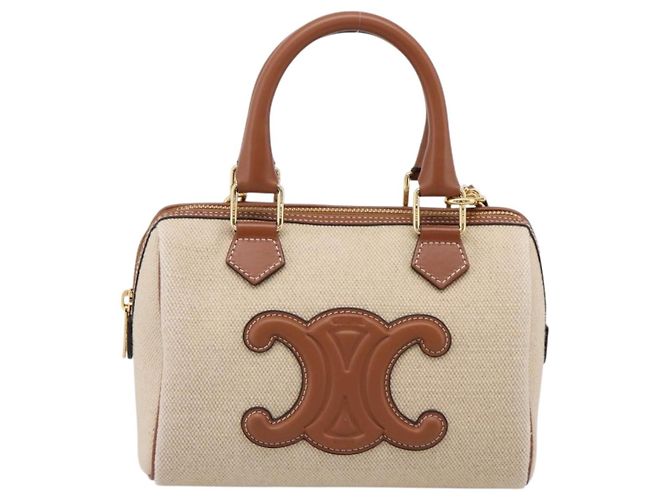 Céline Borsa a Mano CELINE Canvas 2way Beige Tono Oro Auth mr3055V - vista 13