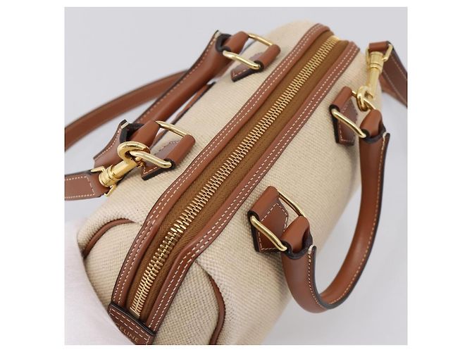 Céline Borsa a Mano CELINE Canvas 2way Beige Tono Oro Auth mr3055V - vista 6