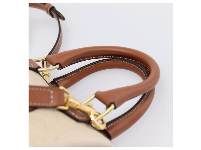 Céline Borsa a Mano CELINE Canvas 2way Beige Tono Oro Auth mr3055V - vista 8