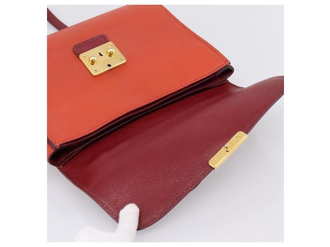 Borsa a mano Miu Miu in pelle 2way rossa tono oro Auth bs37156A Rosso - vista 10