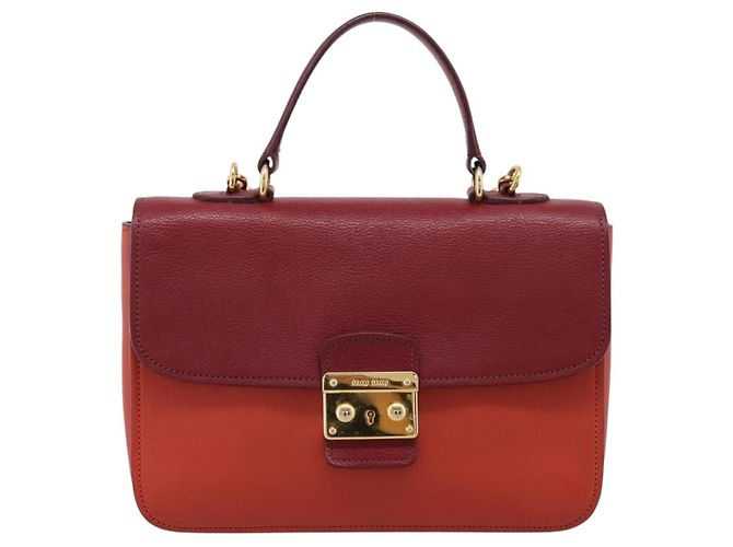 Borsa a mano Miu Miu in pelle 2way rossa tono oro Auth bs37156A Rosso - vista 13