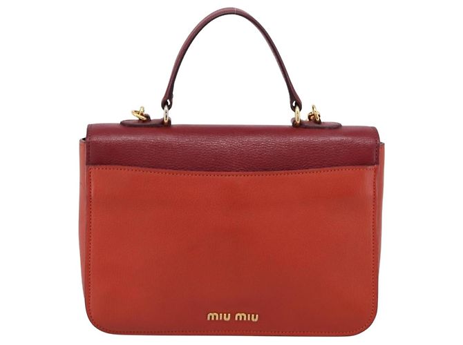 Borsa a mano Miu Miu in pelle 2way rossa tono oro Auth bs37156A Rosso - vista 2