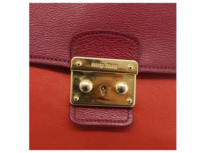 Borsa a mano Miu Miu in pelle 2way rossa tono oro Auth bs37156A Rosso - vista 21
