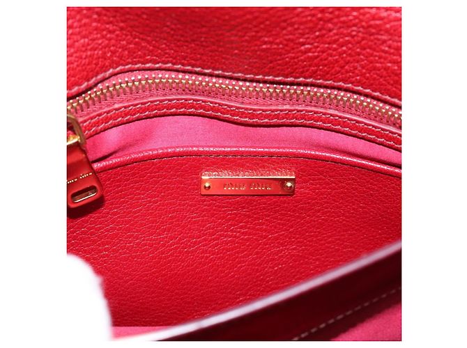 Borsa a mano Miu Miu in pelle 2way rossa tono oro Auth bs37156A Rosso - vista 22