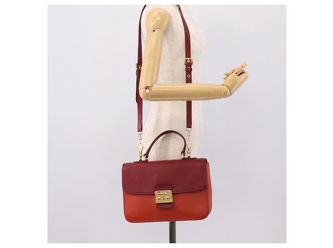 Borsa a mano Miu Miu in pelle 2way rossa tono oro Auth bs37156A Rosso - vista 30