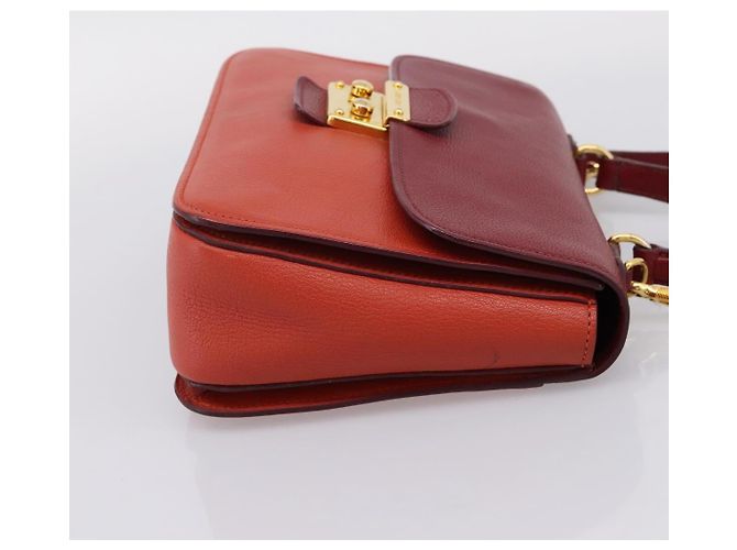 Borsa a mano Miu Miu in pelle 2way rossa tono oro Auth bs37156A Rosso - vista 4