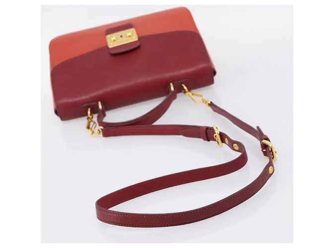 Borsa a mano Miu Miu in pelle 2way rossa tono oro Auth bs37156A Rosso - vista 8