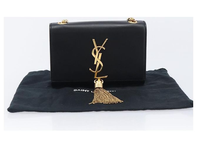 Autre Marque Borsa a tracolla Chain Kate SAINT LAURENT in pelle nera e oro Auth 204906SAM Nero D'oro - vista 12