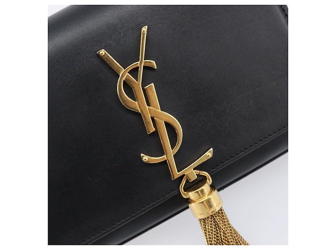 Autre Marque Borsa a tracolla Chain Kate SAINT LAURENT in pelle nera e oro Auth 204906SAM Nero D'oro - vista 20