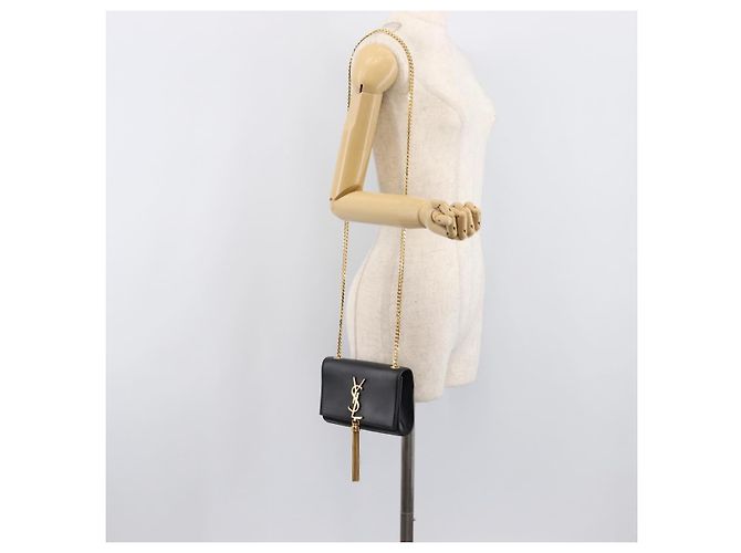 Autre Marque Borsa a tracolla Chain Kate SAINT LAURENT in pelle nera e oro Auth 204906SAM Nero D'oro - vista 26