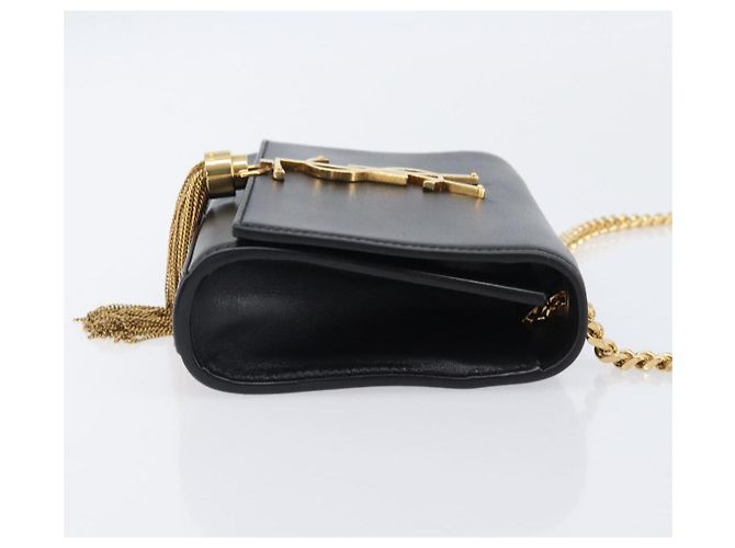 Autre Marque Borsa a tracolla Chain Kate SAINT LAURENT in pelle nera e oro Auth 204906SAM Nero D'oro - vista 3