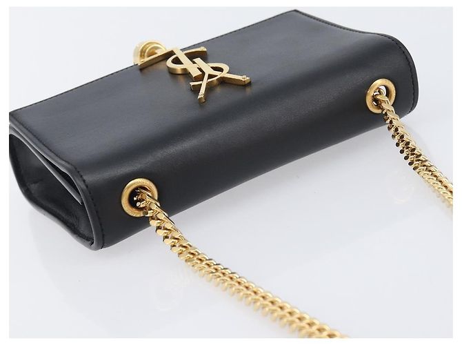 Autre Marque Borsa a tracolla Chain Kate SAINT LAURENT in pelle nera e oro Auth 204906SAM Nero D'oro - vista 6
