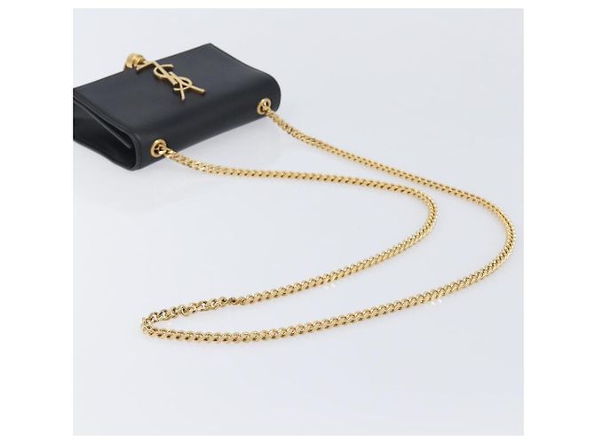 Autre Marque Borsa a tracolla Chain Kate SAINT LAURENT in pelle nera e oro Auth 204906SAM Nero D'oro - vista 7