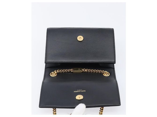 Autre Marque Borsa a tracolla Chain Kate SAINT LAURENT in pelle nera e oro Auth 204906SAM Nero D'oro - vista 9