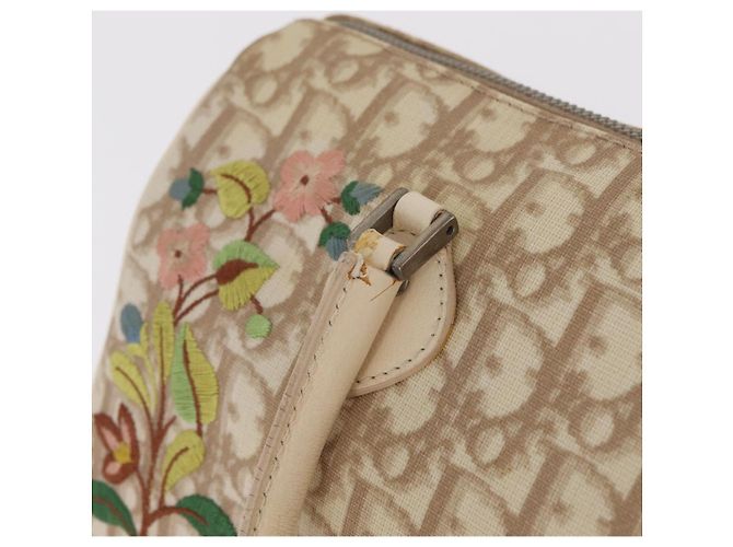 Borsa a mano Christian Dior Trotter Floral PVC Beige Silver Auth mr2988V Argento - vista 12