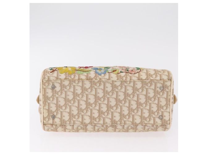Borsa a mano Christian Dior Trotter Floral PVC Beige Silver Auth mr2988V Argento - vista 13