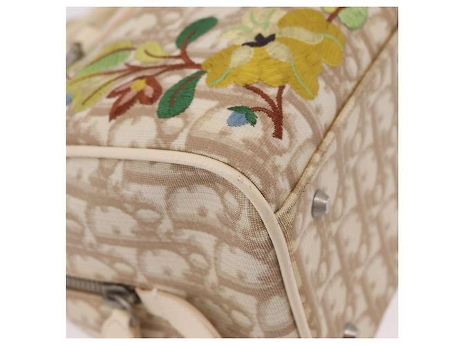 Borsa a mano Christian Dior Trotter Floral PVC Beige Silver Auth mr2988V Argento - vista 14