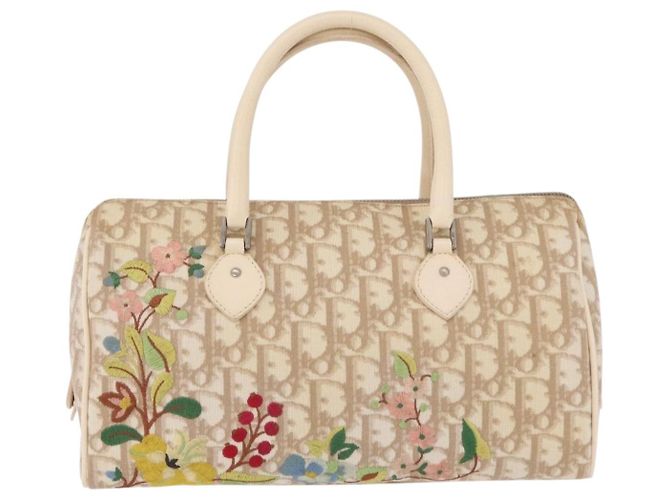 Borsa a mano Christian Dior Trotter Floral PVC Beige Silver Auth mr2988V Argento - vista 2