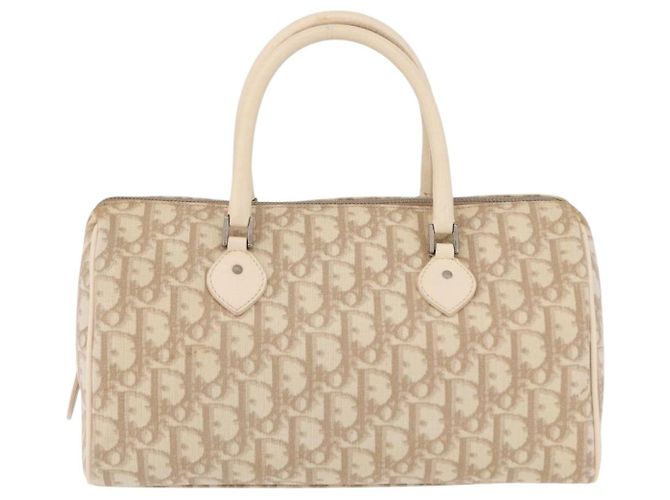 Borsa a mano Christian Dior Trotter Floral PVC Beige Silver Auth mr2988V Argento - vista 3