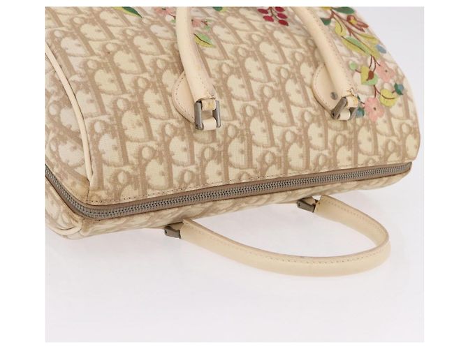 Borsa a mano Christian Dior Trotter Floral PVC Beige Silver Auth mr2988V Argento - vista 8