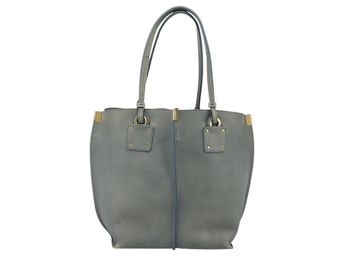 Chloé Borsa Tote Chloe Vic in pelle azzurro e tono oro Auth BA16184 Blu chiaro - vista 2