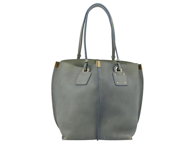 Chloé Borsa Tote Chloe Vic in pelle azzurro e tono oro Auth BA16184 Blu chiaro - vista 3