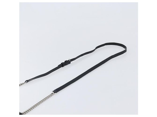 Autre Marque SAINT LAURENT Borsa a tracolla con catena in pelle nera argento Auth ka6306A Nero - vista 14