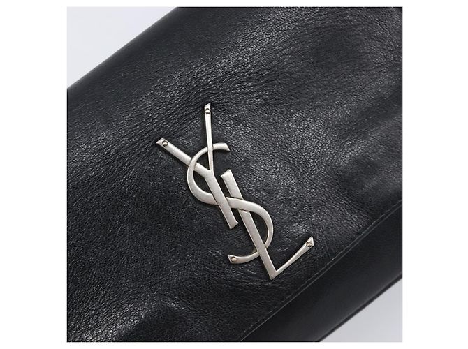 Autre Marque SAINT LAURENT Borsa a tracolla con catena in pelle nera argento Auth ka6306A Nero - vista 18