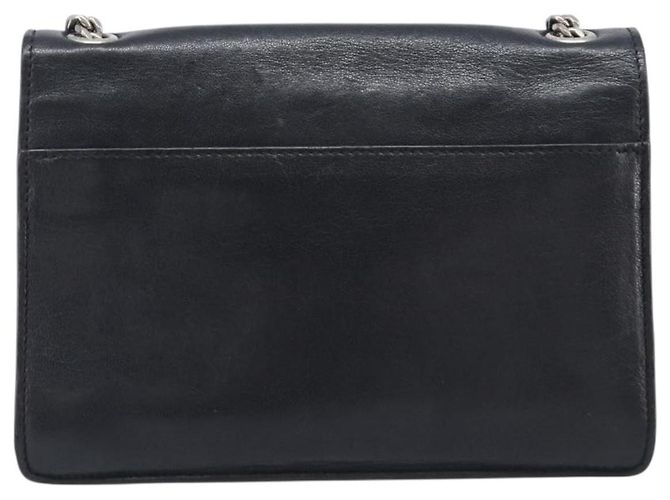 Autre Marque SAINT LAURENT Borsa a tracolla con catena in pelle nera argento Auth ka6306A Nero - vista 2
