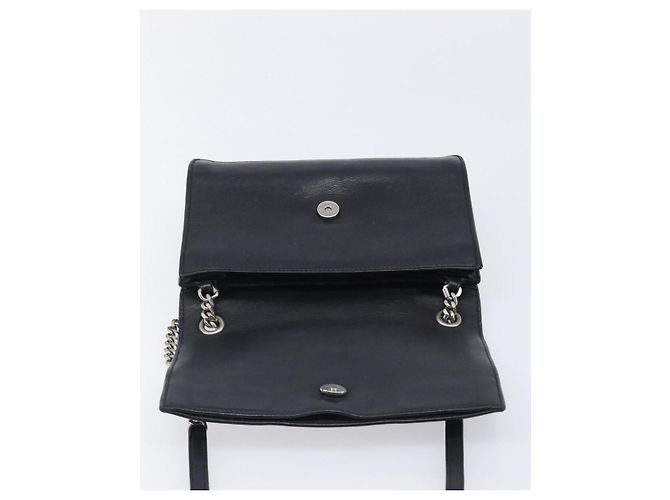 Autre Marque SAINT LAURENT Borsa a tracolla con catena in pelle nera argento Auth ka6306A Nero - vista 20