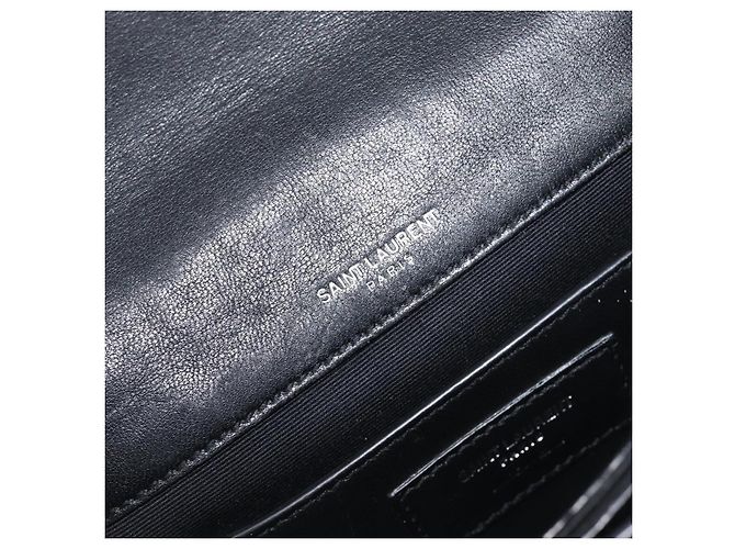 Autre Marque SAINT LAURENT Borsa a tracolla con catena in pelle nera argento Auth ka6306A Nero - vista 21