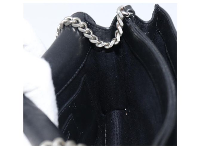 Autre Marque SAINT LAURENT Borsa a tracolla con catena in pelle nera argento Auth ka6306A Nero - vista 23