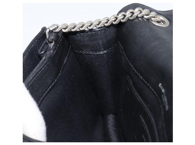 Autre Marque SAINT LAURENT Borsa a tracolla con catena in pelle nera argento Auth ka6306A Nero - vista 24