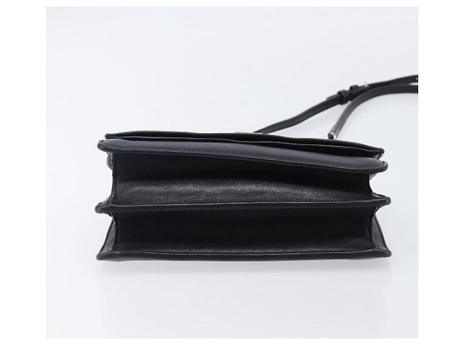 Autre Marque SAINT LAURENT Borsa a tracolla con catena in pelle nera argento Auth ka6306A Nero - vista 5