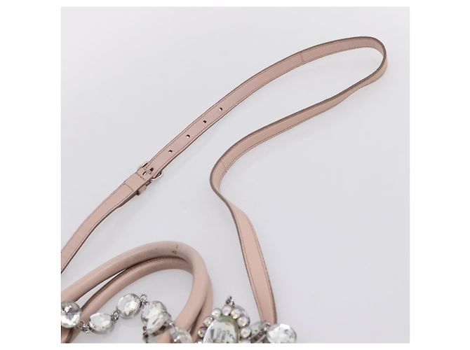Borsa a tracolla Miu Miu Matelassé con catena in pelle 2way Rosa Argento Auth 206292A - vista 16