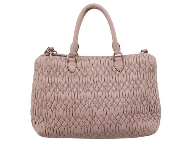 Borsa a tracolla Miu Miu Matelassé con catena in pelle 2way Rosa Argento Auth 206292A - vista 2