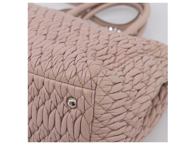 Borsa a tracolla Miu Miu Matelassé con catena in pelle 2way Rosa Argento Auth 206292A - vista 20