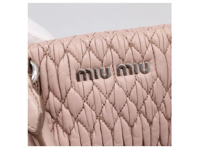 Borsa a tracolla Miu Miu Matelassé con catena in pelle 2way Rosa Argento Auth 206292A - vista 24