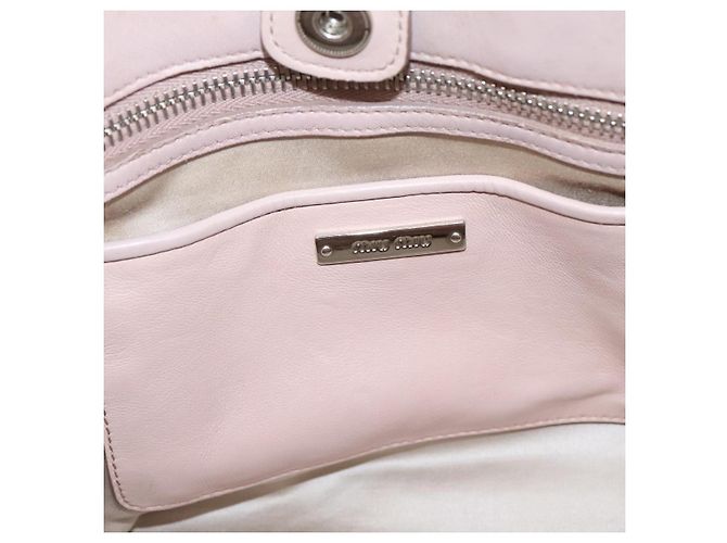 Borsa a tracolla Miu Miu Matelassé con catena in pelle 2way Rosa Argento Auth 206292A - vista 25