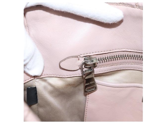 Borsa a tracolla Miu Miu Matelassé con catena in pelle 2way Rosa Argento Auth 206292A - vista 28