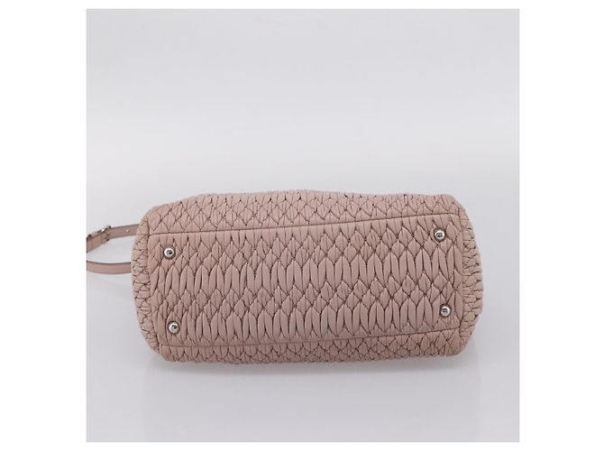 Borsa a tracolla Miu Miu Matelassé con catena in pelle 2way Rosa Argento Auth 206292A - vista 5