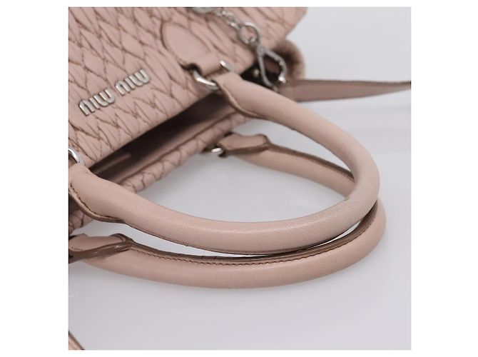 Borsa a tracolla Miu Miu Matelassé con catena in pelle 2way Rosa Argento Auth 206292A - vista 6